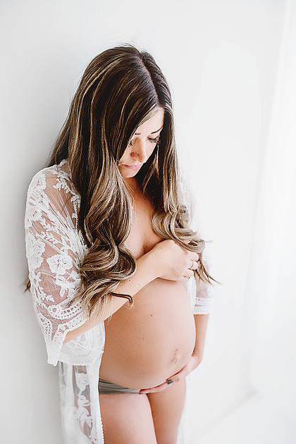 Studio Maternity Boudoir Session with Mommy to Be.